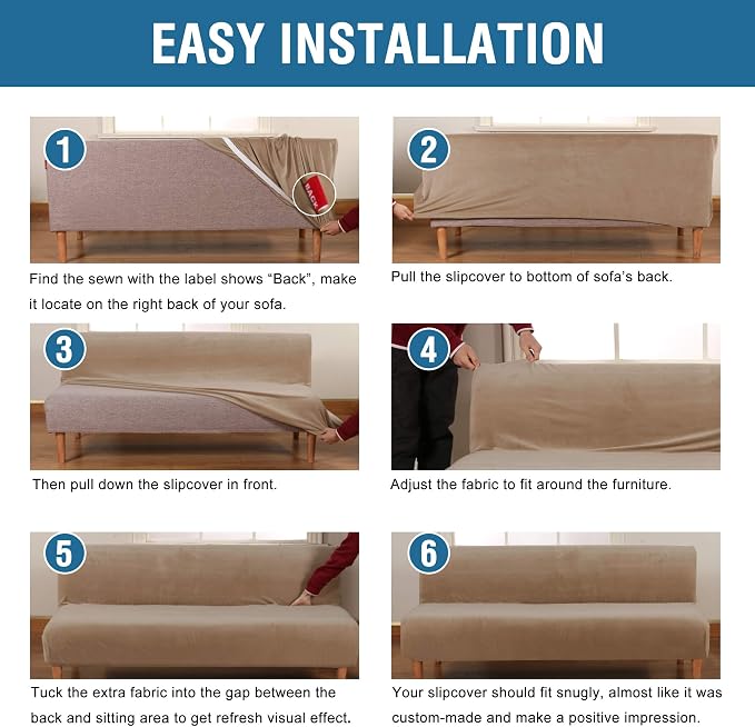 H.VERSAILTEX Real Velvet Futon Cover Armless Sofa Covers Sofa Bed Covers - Image 6