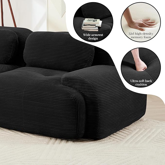 Boneless Sectional Couch, No Assembly Required, 117.3” L Shaped Modular Cloud - Image 7