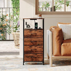 Somdot Tall Nightstand with Charging Station and LED Light - Image 7