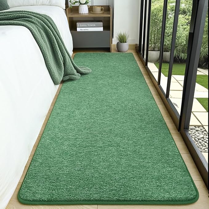 2x6 Runner Rug for Hallway, Long Runner Rugs Non Slip, Matte Green | Soft - Image 2