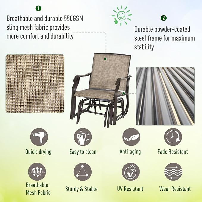 Outsunny 3 Piece Outdoor Glider Chair - Image 6