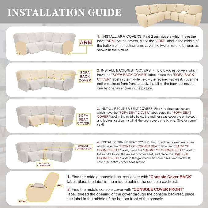 100% Waterproof Sectional Recliner Couch Covers - Image 7