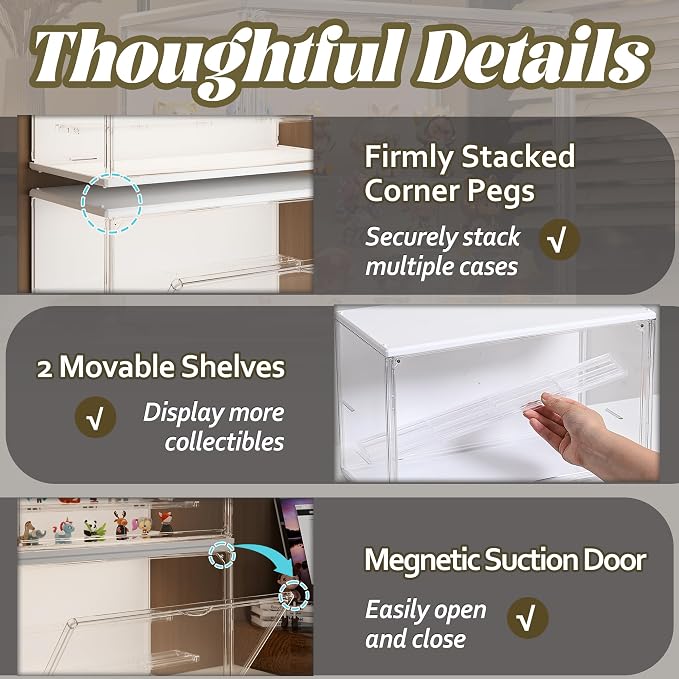Clear Display Case for Collectibles, 3-Tier Adjustable Figure Display Case - Image 3