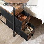 HOOBRO End Table with Charging Station, Narrow Side Table with 2 Fabric Drawers - Image 6