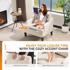 VINGLI Linen Fabric Accent Chairs Set of 2, Comfy Sofa Chair Living Room - Image 6