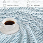 Exclusivo Mezcla Soft Waffle Fleece Bed Blanket Queen Size, Heather Blue | - Image 6