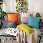MIULEE Pack of 2 Decorative Outdoor Solid Waterproof Throw Pillow Covers Faux - Image 3