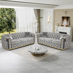 DAMAIFROM Velvet Couch Grey and Gold Sofa Luxury Loveseat 84.6" Mid Century - Image 6