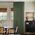 Extra Long Thick Linen Pinch Pleat Loden 120 Inch Long Curtains 2 Panels | by Twodrapes