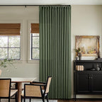 Linen Pinch Pleated Light Filtering Olive Green Curtains 96 Inches Long | - Image 7