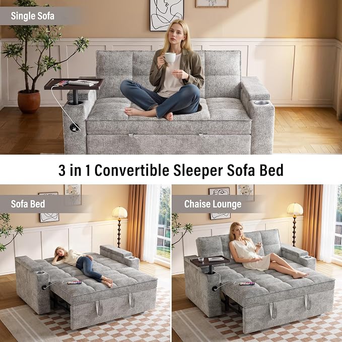 65'' 3-in-1 Convertible Sofa Bed - Image 3