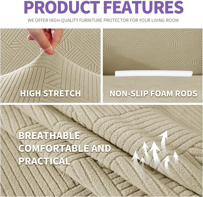 ZNSAYOTX Super Stretch Chair Slipcover, New Striped Sofa Chair Covers - Image 3