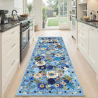 Blue Floral Hallway Runner Rug 2x6 - Image 6