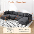 Vesgantti 143" U Shaped Modular Sectional Couch, Comfy Corduroy Upholstered - Image 2