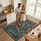 PLHXFR Area Rug Living Room: 3x5 Floral Washable Boho Carpet Dark Green | - Image 3