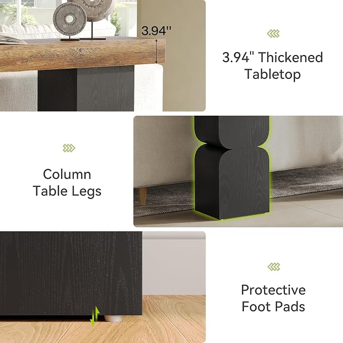 63-Inch Console Table, Heavy-Duty Look, Behind Couch Sofa Table, Color Blocking - Image 4