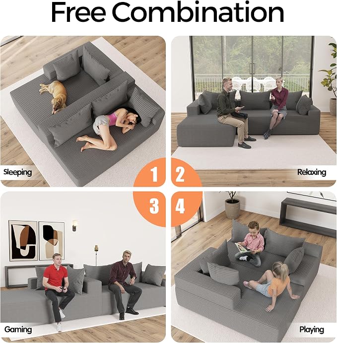 108"Modern Sectional Sofa, Modular Convertible L-Shape Sofas, Upholstered - Image 8