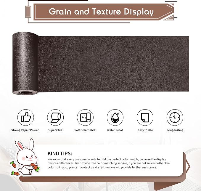 KING MOUNTAIN Leather Repair Patch, 4 x 63 Inches self Adhesive Leather Repair - Image 2