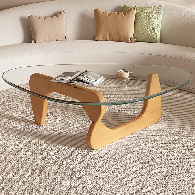 Glass Coffee Table, 35.8" Modern Center Table by PRITIY