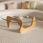 Glass Coffee Table, 35.8" Modern Center Table by PRITIY