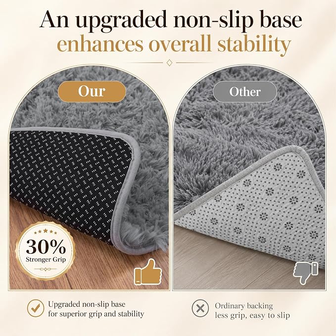 PLHXFR 4x6 Area Rugs Living Room: Fluffy Bedroom Rug Shag Carpet Grey | Upgrade - Image 6