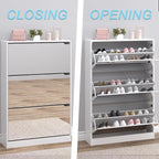 BORNOON Shoe Cabinet with 3-Flip Mirror Drawers, Freestanding Shoe Rack - Image 5