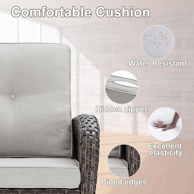 Belord Patio Wicker Chairs Swivel Rocker - Image 9