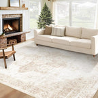 Area Rug 6x9 Washable Rug, Vintage Boho Medallion Rugs Non-Slip Soft Low Pile by VECARF
