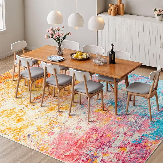 Rugflix 10x14 Area Rugs for Living Room, Washable Colorful Large Rug | Machine - Image 4