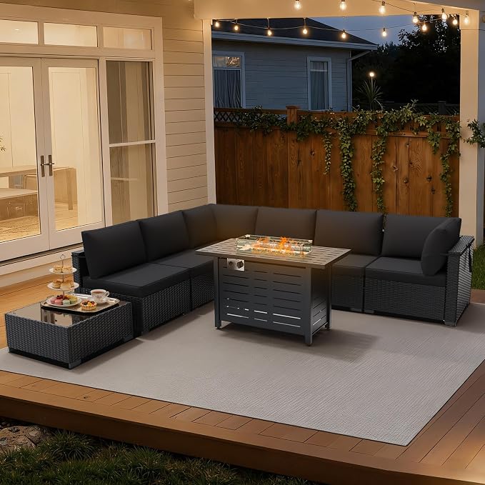 LOUVIXA 8 Piece Outdoor Patio Furniture Set, Outdoor Sectional Sofa - Image 4