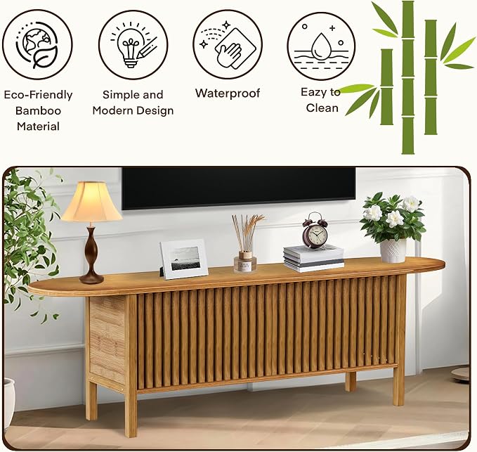 Bamboo TV Stand for TVs up to 65", Accent Entertainment Center - Image 8