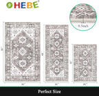 HEBE Boho Kitchen Rugs Set of 3, Non Slip Washable Kitchen Mats - Image 2