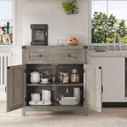 HOSTACK Coffee Bar Cabinet, Kitchen Storage Cabinet, Modern Farmhouse Buffet - Image 5