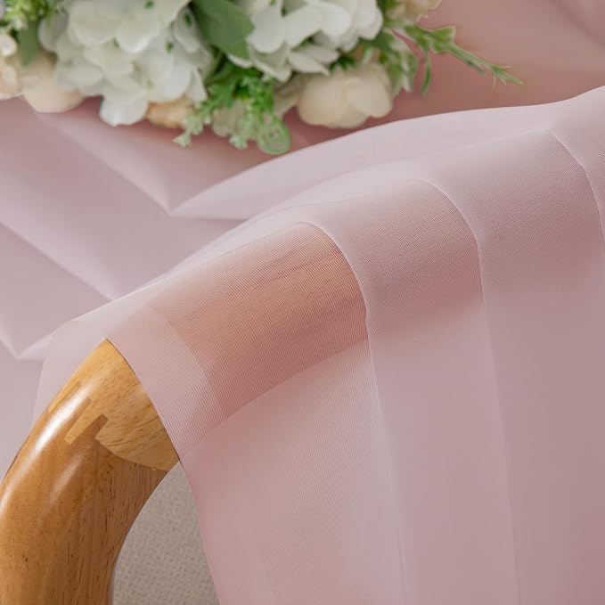 Chyhomenyc Blush Pink Sheer Curtains 30 inch Length 2 Panels, Light Filtering - Image 4