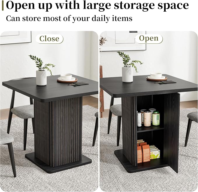 Small Black Dining Table for 2-4, 31.5 Inch Farmhouse Square Kitchen Table - Image 6