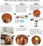 Thgonwid Unstuffed Moroccan Faux Leather Pouf Ottoman - Image 7