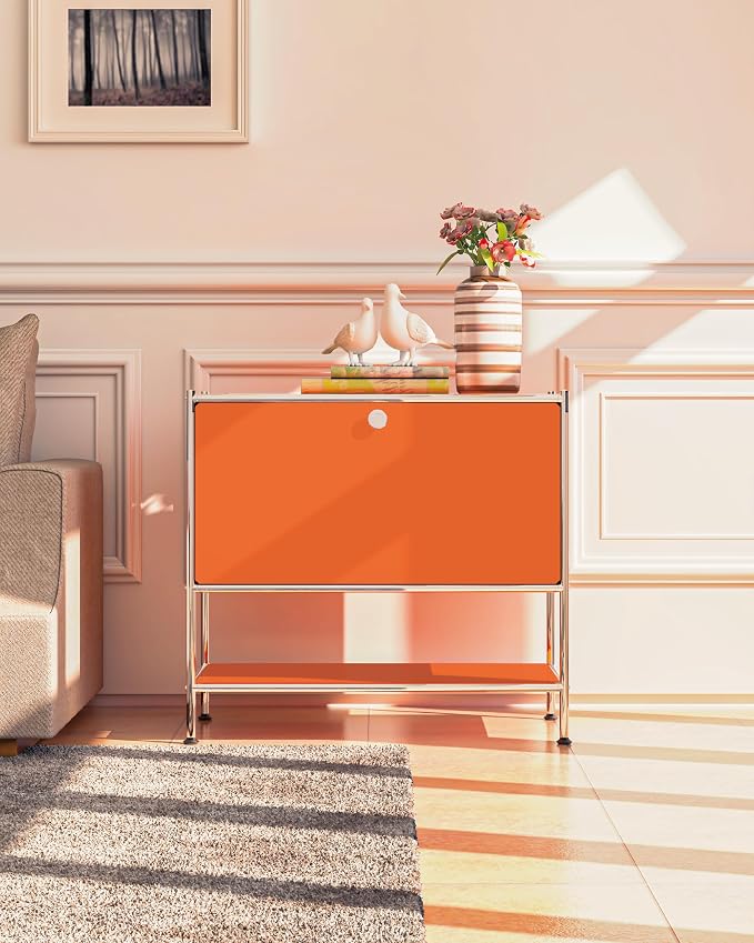 Metal Sidetable with Flap Door, 27.5" Height - Image 2