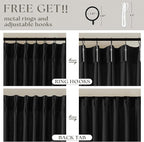 Black Pinch Pleated Linen Semi Sheer 90 Inch Curtains 2 Panels | Light Filtering - Image 5