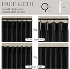 Black Pinch Pleated Linen Semi Sheer 80 Inch Curtains 2 Panels | Light Filtering - Image 5
