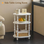 MaxSmeo White Side Table, 3-Tier Small Oval End Table, Modern Night Stand Wood - Image 7