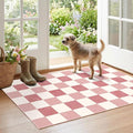 Pink White Checkered Rug by Othilic