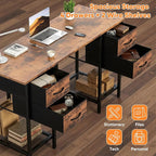 Sweetcrispy Computer Desk with Drawers, 47 Inch Home Office Bedroom Table with - Image 6