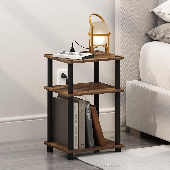 Furinno JUST Night Stand, 3-Tier Turn-N-Tube Nightstand - Image 2