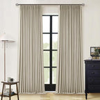 Burlywood Birch 100% Blackout Pinch Pleated Linen Curtains 86 Inches Long | by Twodrapes