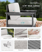 SERWALL 3 Pieces HDPE Outdoor Sofa Bistro Set - Image 3