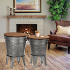 Rustee Rustic Storage Farmhouse Accent Side Table, Antique Galvanized Metal End - Image 2