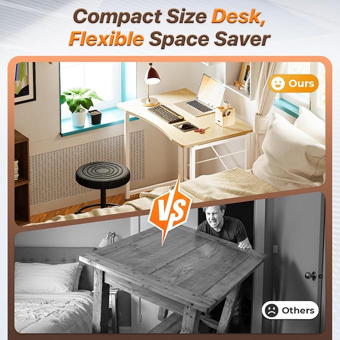 Huuger Folding Desk for Small Spaces, 31.5 Inch Foldable Computer Table - Image 3