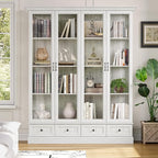 78" Large Storage Cabinet with Glass Doors, China Hutch, Farmhouse Kitchen - Image 4