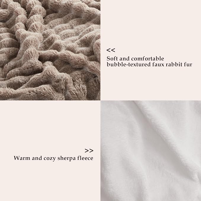 60x80 Inches Ultra-Soft Fuzzy Faux Fur Plush Twin Size Blanket - Image 3