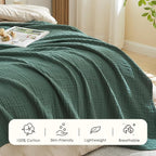 EMME Muslin Blankets for Adults Forest Green Small Blanket 40" x 50" | Throw - Image 3